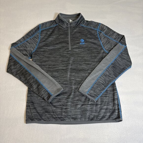 AT&T Employee Uniform Grey Blue Reversible 1/4 Zip Pullover Sweater Med - Picture 1 of 9